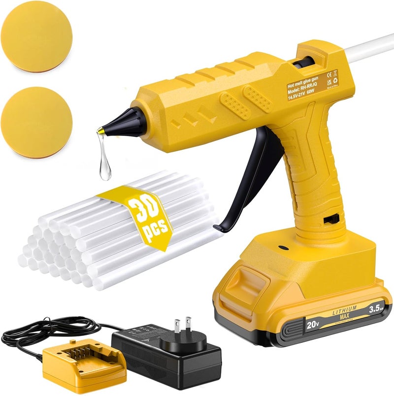 Synxiter Hot Glue Gun, 20V Cordless Glue Gun with 30 PCS Full Size Glue Sticks, 3.5Ah Rechargeable Battery Glue Gun Kit for DIY, Arts & Craft, Repair Furniture, School - Image 1